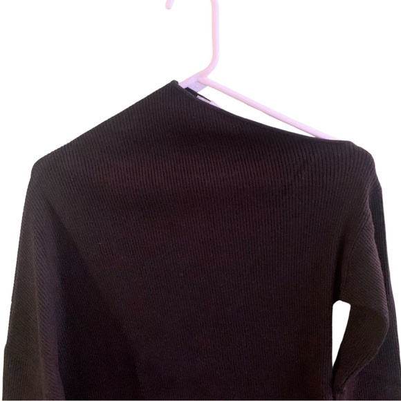 Zara Black Asymmetric Knit Ribbed Long Sweater Size S New - Picture 3 of 8